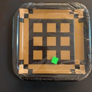 Gold and Black Square Patterned Plate